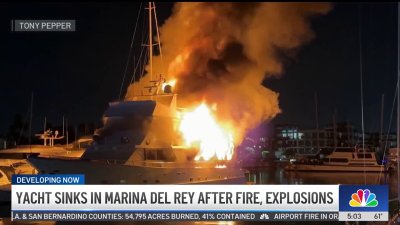 Yacht with fireworks goes up in flames in Marina del Rey