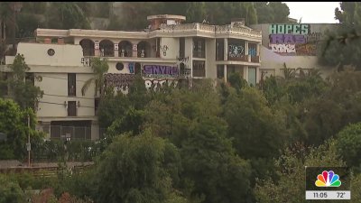 Second Hollywood Hills mansion covered in graffiti