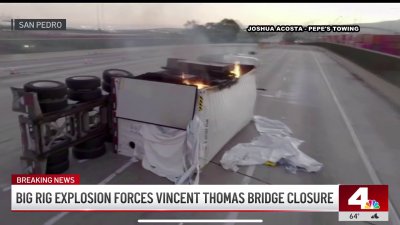 Big rig explosion carrying lithium-ion batteries prompts closures on Vincent Thomas Bridge