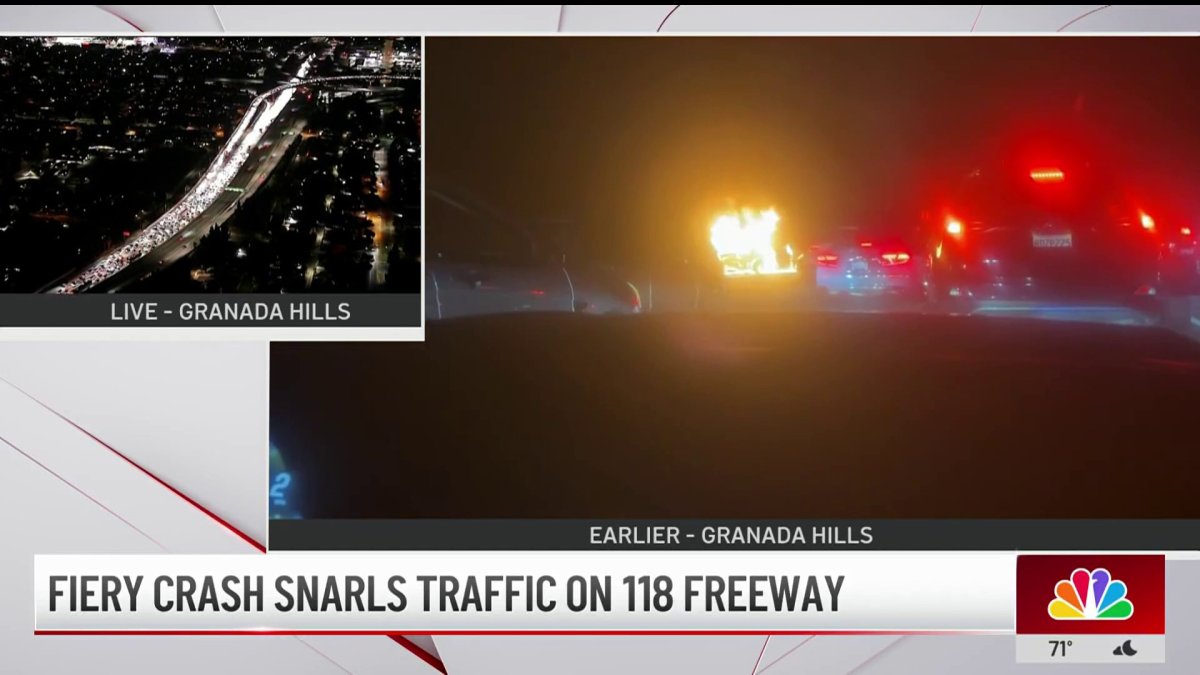 Fiery crash in Granada Hills snarls traffic on 118 Freeway – NBC Los ...