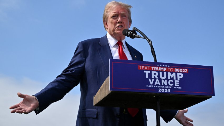 Former US President and Republican presidential candidate Donald Trump speaks during a press conference at Trump National Golf Club Los Angeles in Rancho Palos Verdes, California, on September 13, 2024.