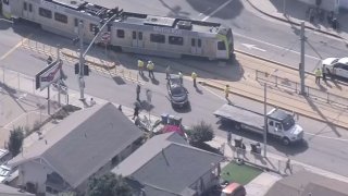 A Metro train and car collided Wednesday Sept. 18, 2024 in the East Los Angeles area.