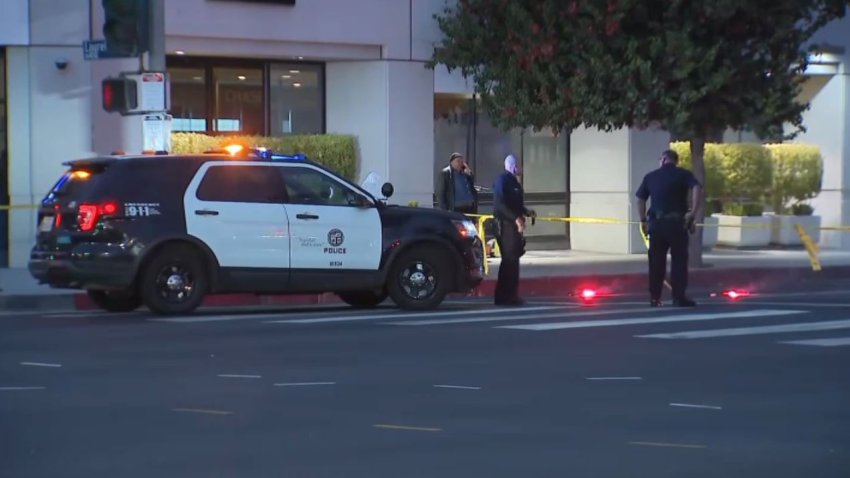 Officers at the scene of a shooting Sept. 16, 2024 in North Hollywood.