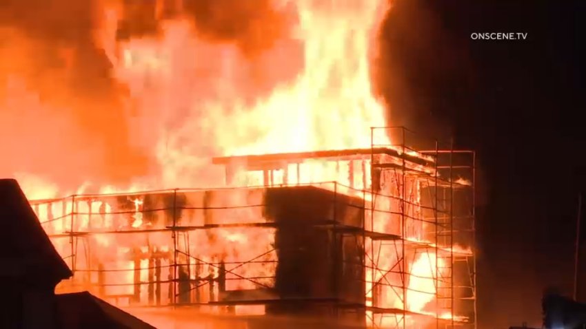 Firefighters respond to a fire in South Los Angeles on Sunday, Sept. 1, 2024.