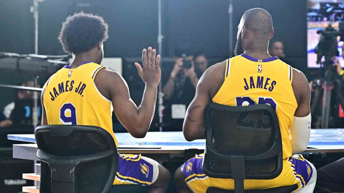 First look at LeBron James and Bronny James in Lakers uniforms – NBC ...