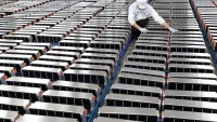 Car batteries at a factory in Nanjing in China’s eastern Jiangsu province.