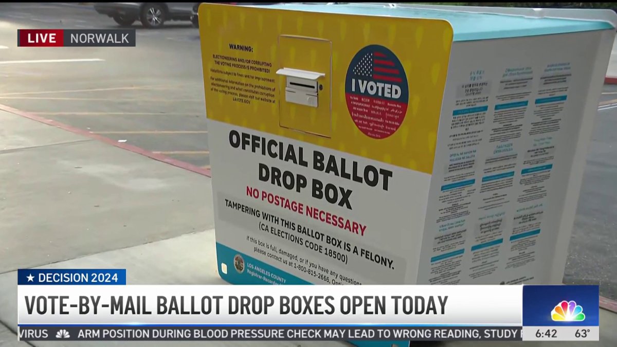 Votebymail ballot drop boxes open today NBC Los Angeles