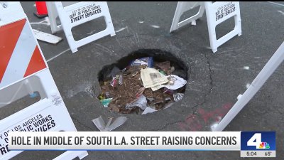 Large hole causing woes to South LA drivers is now being fixed