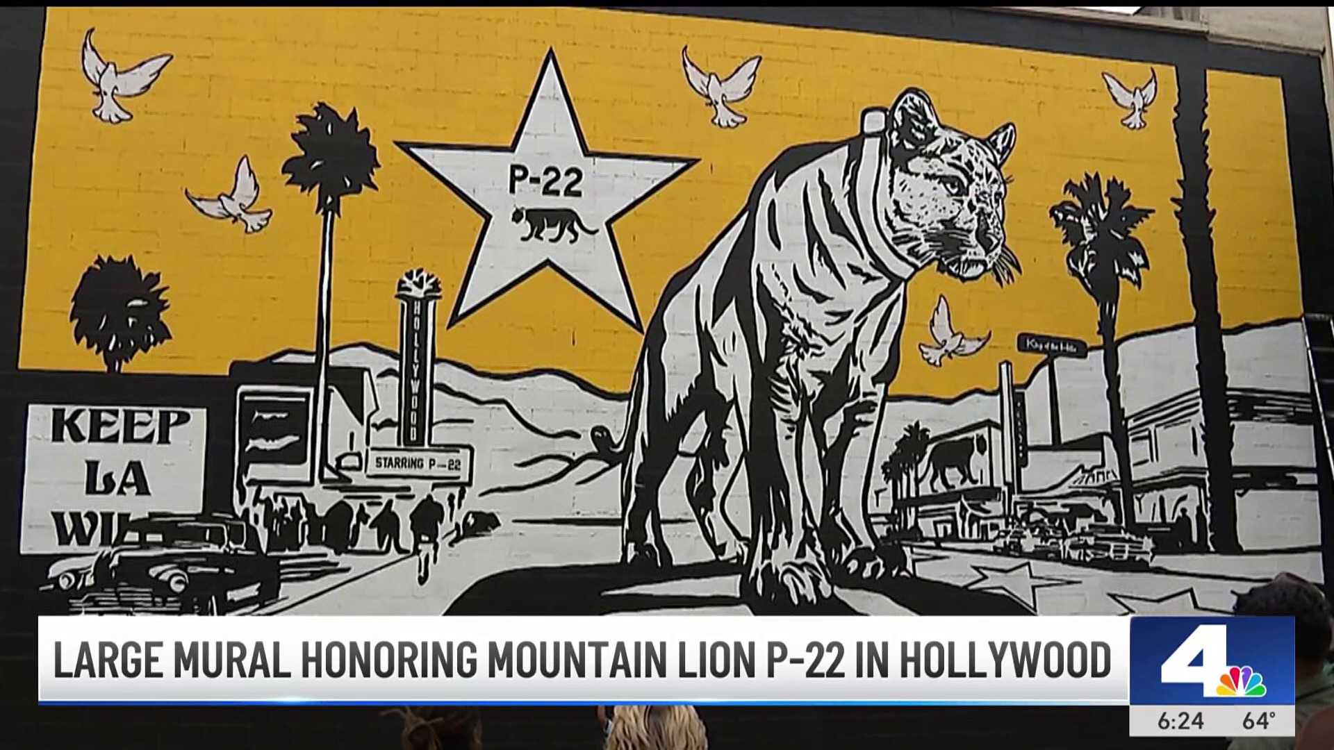 ストリートアート  ポケ●ンパロディ Lion Gones Hollywood mural honors mountain lion, P-22 – NBC Los Angeles