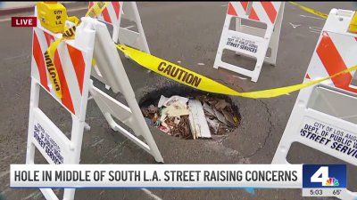 Hole in middle of South Los Angeles street raising concerns