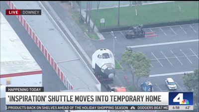 Space shuttle model moves to temporary home in Downey