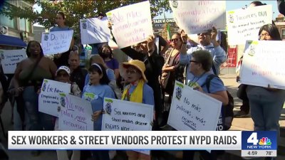 Sex workers and street vendors protest NYPD raids on Roosevelt Avenue in Queens