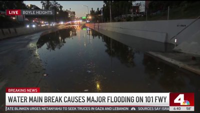 Water main break causes major flooding on 101 Freeway