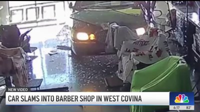 Car crashes into West Covina barber shop