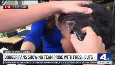 Dodger fans showing team pride with fresh cuts