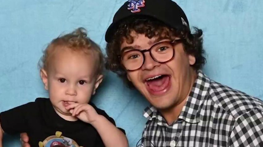 Gaten Matarazzo and a baby