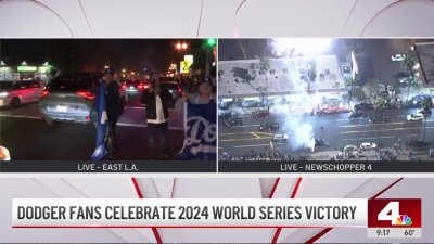 Dodger fans in East LA set off fireworks, swarm streets after World Series win