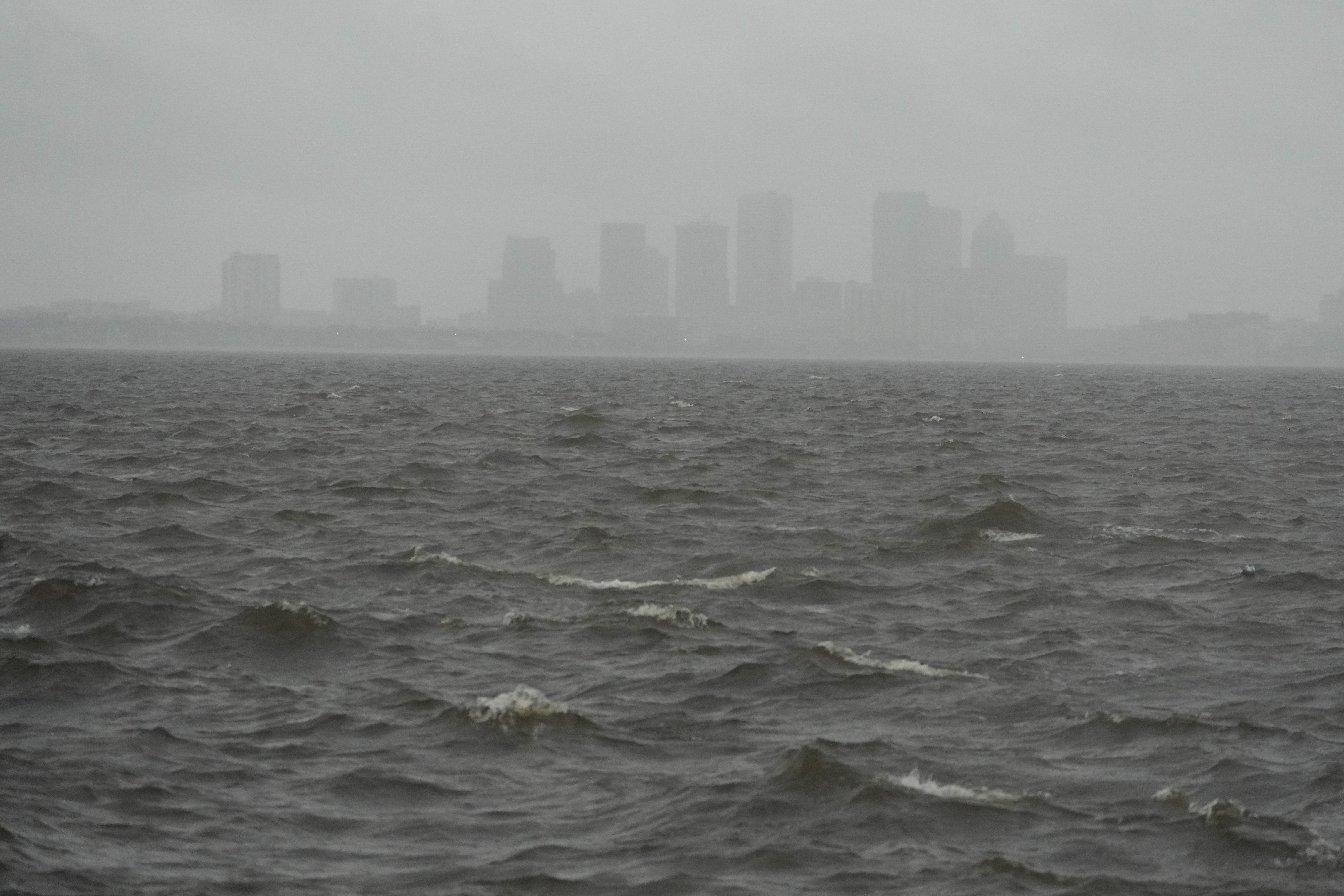 Rain begins to fall ahead of the arrival of Hurricane Milton in Tampa, Florida, Wednesday, Oct. 9, 2024.