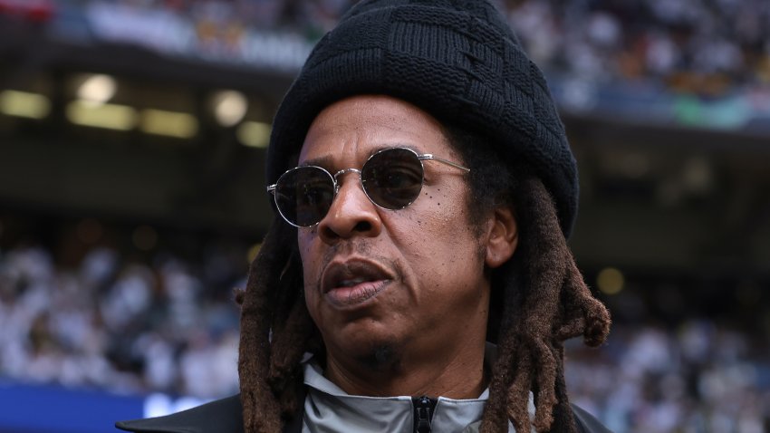 Jay-Z looks on prior to the UEFA Champions League 2023/24