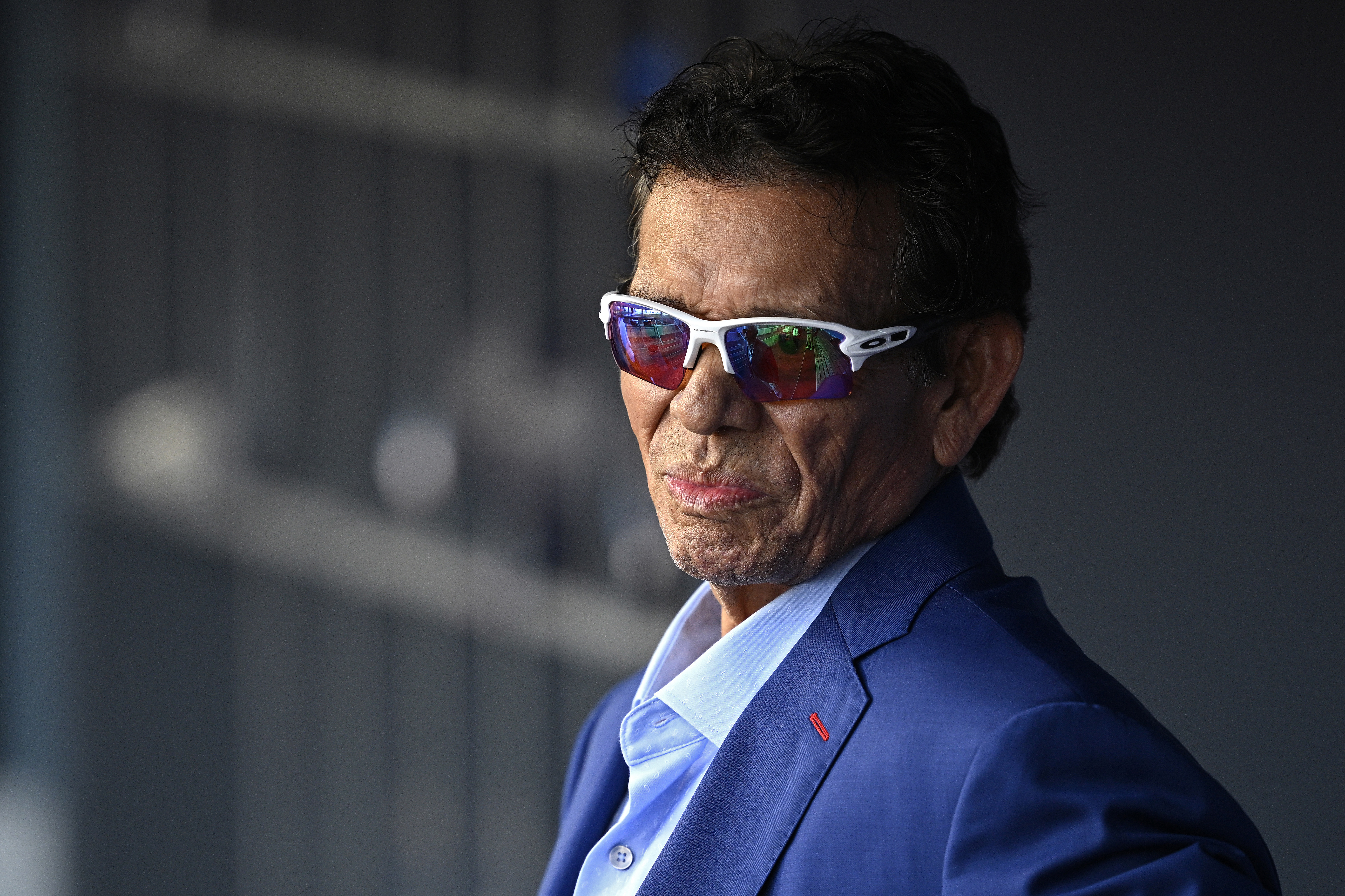 LOS ANGELES, CALIFORNIA – AUGUST 10: Former Los Angeles Dodgers pitcher Fernando Valenzuela looks on from the dugout before the game against the Pittsburgh Pirates at Dodger Stadium on August 10, 2024 in Los Angeles, California. (Photo by Orlando Ramirez/Getty Images)