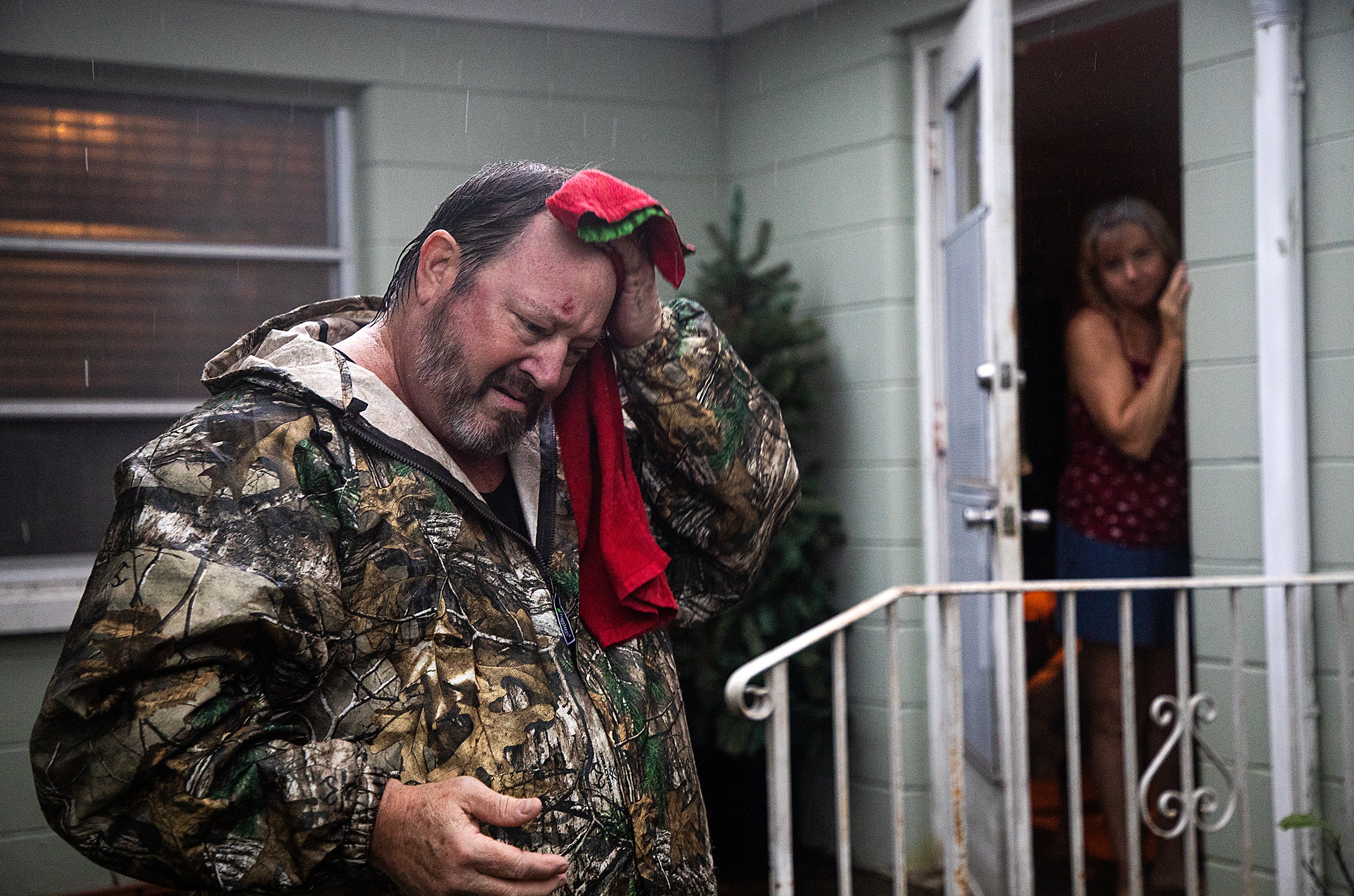 Todd Crosby and his wife Linda New prepare to evacuate their home in Gulfport, FL, as Hurricane Milton approached on Wednesday, October 9, 2024.