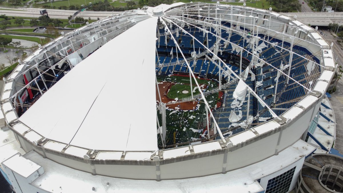 Tropicana Field roof destroyed by Hurricane Milton in Tampa NBC Los