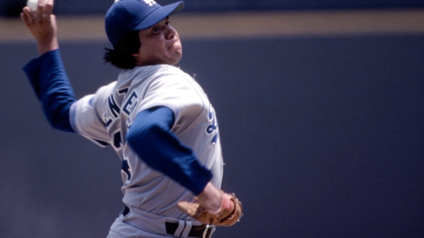 July 1983;  Cincinnati, OH,USA; FILE PHOTO; Los Angeles Dodgers pitcher Fernando Valenzuela delivers a pitch during against the Cincinnati Reds at Riverfront Stadium. Mandatory Credit: Malcolm Emmons-USA TODAY Sports