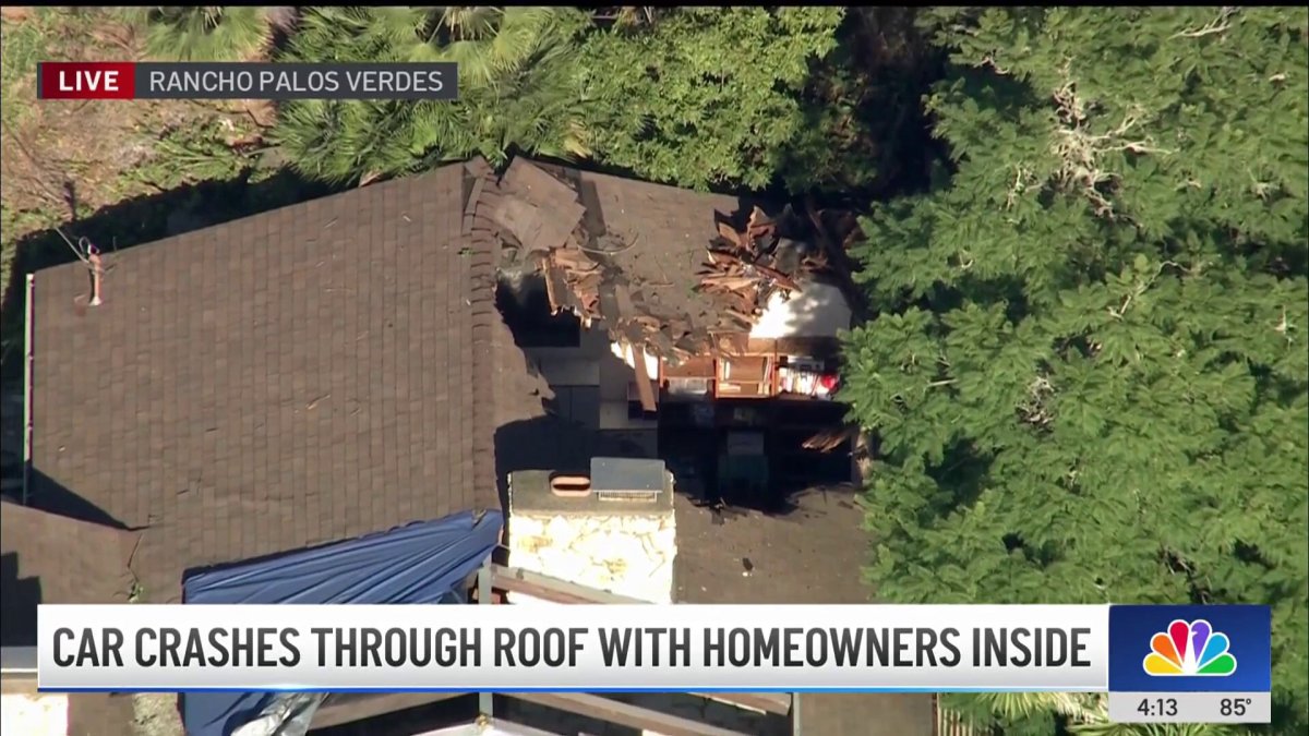 Car crashes through roof in Rancho Palos Verdes with homeowners still