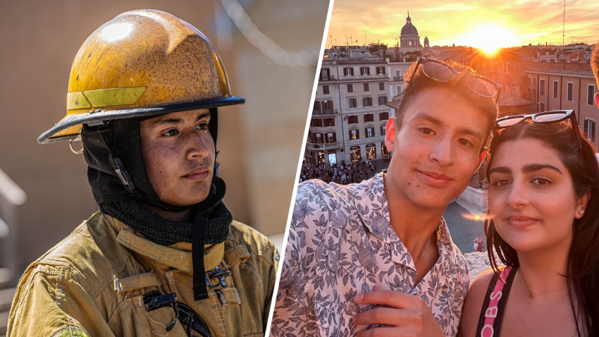 Christian Bedolla, 21, is pictured left and alongside girlfriend Beeta Safouri, 20, right.