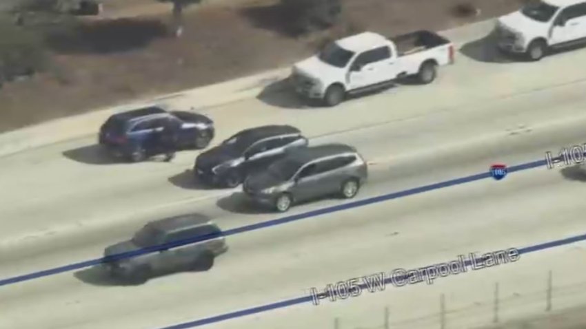 A Mercedes Benz SUV driver was arrested in Inglewood after going the wrong way on the 105 Freeway Oct. 30, 2024.