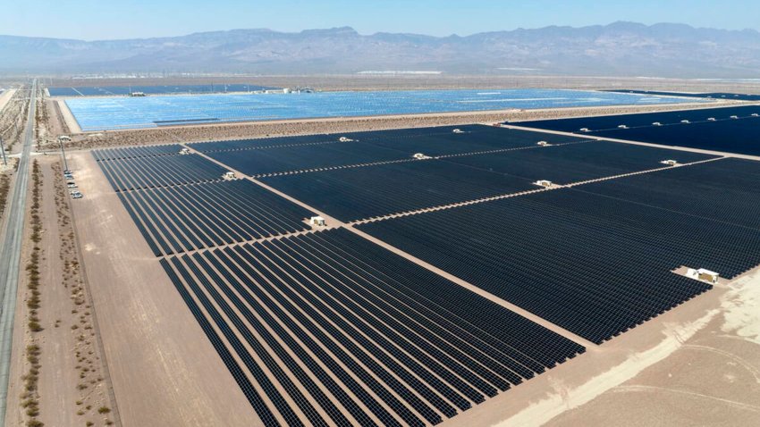 Copper Mountain Solar in El Dorado Valley, pictured on Thursday, Sept. 5, 2024, in Boulder City, Nevada. (Bizuayehu Tesfaye/Las Vegas Review-Journal/Tribune News Service via Getty Images)