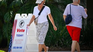 A person arrives to vote at a polling station on Election Day, in The Villages, Florida. 