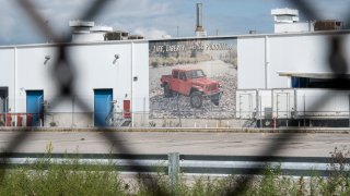 A view of the Jeep Plant where United Auto Workers members are picketing on September 18, 2023 in Toledo, Ohio.