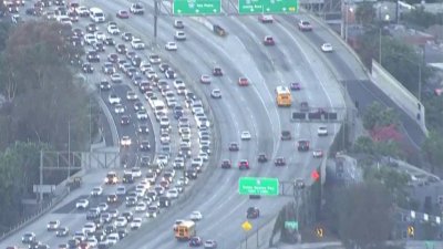 Fatal crash backs up traffic on 110 Freeway in downtown LA