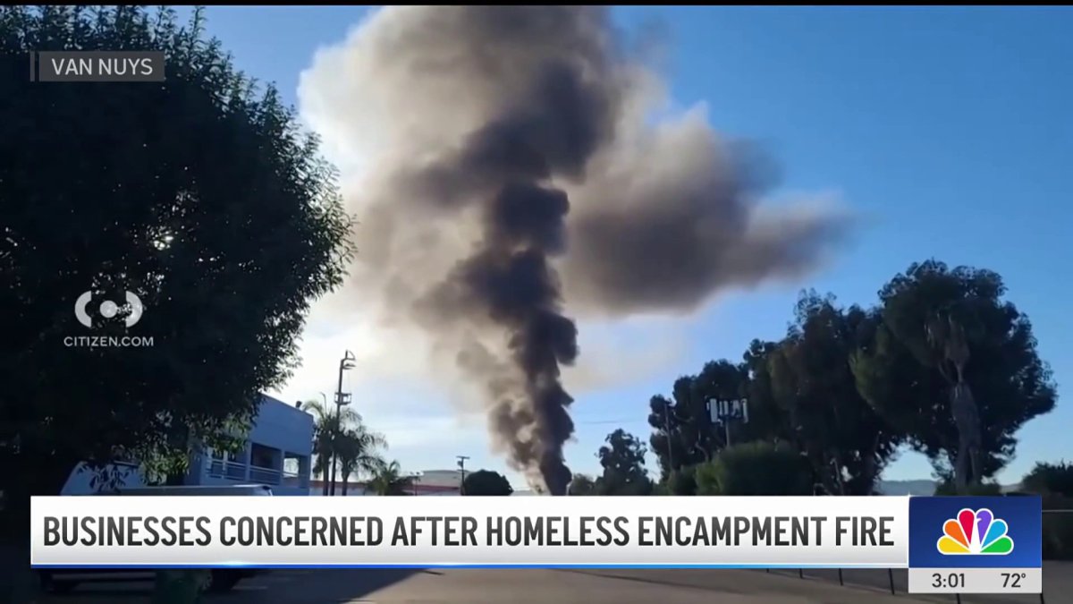Homeless encampment fire in Van Nuys sparks concerns – NBC Los Angeles