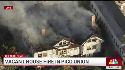 Vacant house fire in Pico-Union area of Los Angeles