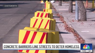 Business owners line streets with barriers to deter homeless in Chatsworth