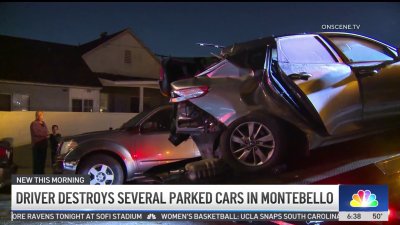 Driver destroys several parked cars in Montebello