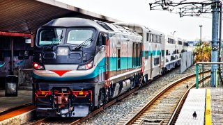 Metrolink train at Los Angeles Union Station.