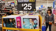 BURBANK, CALIFORNIA - NOVEMBER 14: Disney Princess dolls are displayed for sale ahead of Black Friday at a Walmart Supercenter on November 14, 2023 in Burbank, California. Some early Black Friday deals are already in place at Walmart and other retailers ahead of Thanksgiving and the traditional holiday shopping season. (Photo by Mario Tama/Getty Images)