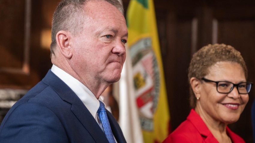 Los Angeles, CA – October 04:Mayor Karen Bass taps former LA County Sheriff Jim McDonnell for LAPDs next chief of police on Friday, October 4, 2024 in Los Angeles. (Photo by Sarah Reingewirtz, Los Angeles Daily News/SCNG)