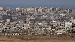 A look over the Northern Gaza Strip, as seen from a position on the Israeli side of the border on November 11, 2024 in Southern Israel, Israel.