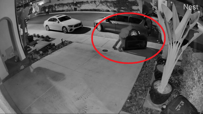 Thieves steal a safe from a Garden Grove home on Thursday, Oct. 31, 2024.