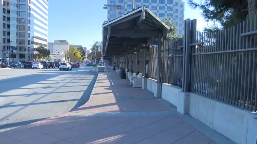 A bus stop in Pasadena.