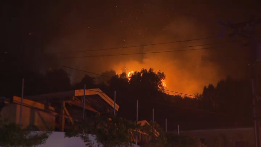 A 10,000-acre fire rips through the Camarillo area in Ventura County, consuming homes in its path on Wednesday, Nov. 6, 2024.