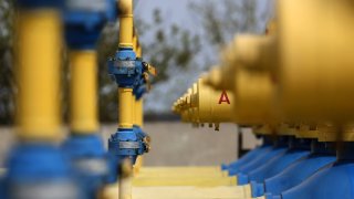 Flow regulator valves at a natural gas measuring station in Moldova.