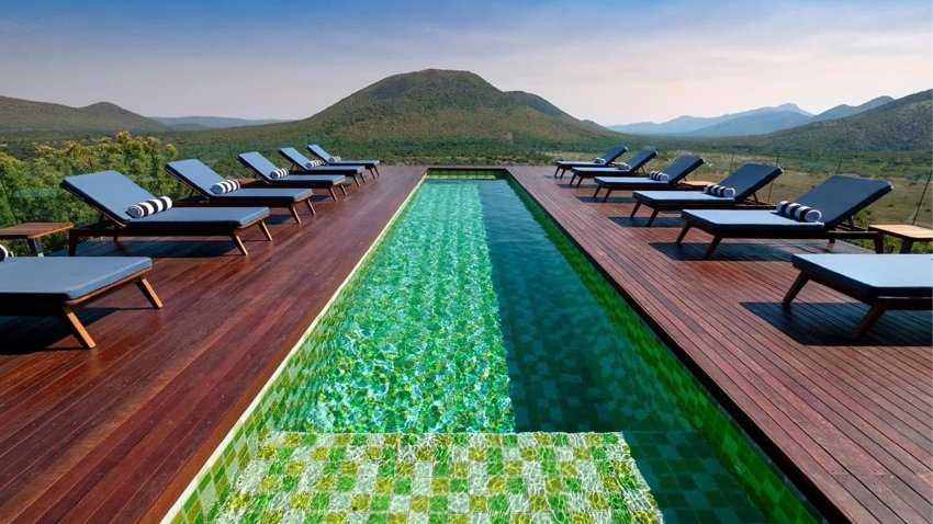 The pool at Babohi at Qwabi Private Game Reserve, an adults-only lodge in South Africa.