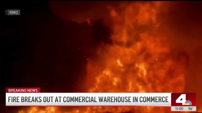 Fire breaks out at commerical Warehouse in Commerce