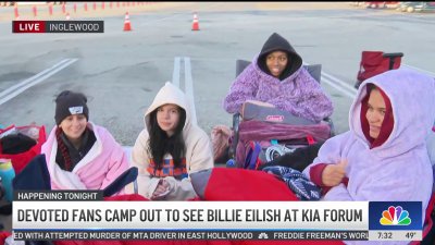 Devoted Billie Eilish fans line up early outside the Kia Forum