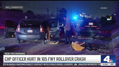 CHP officer hurt in rollover crash in Willowbrook